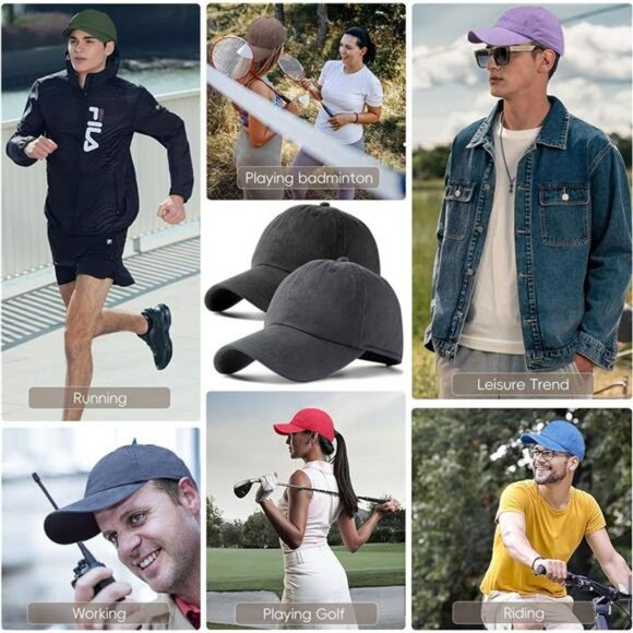 2 Pack Vintage Washed Baseball Caps Adjustable Cotton Hats for Men Women - Picture 6 of 7